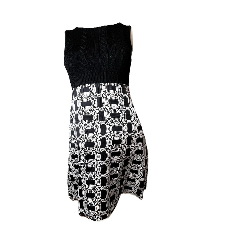 Bebe Logo Bebe Black White Knit Rayon Silk Spandex Sleeveless Women's Dress XS?